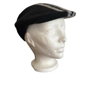 Vtg Newsboy Flat Cap Peaky Blinders Angora Blend Hipster Hat Black & Grey NEW